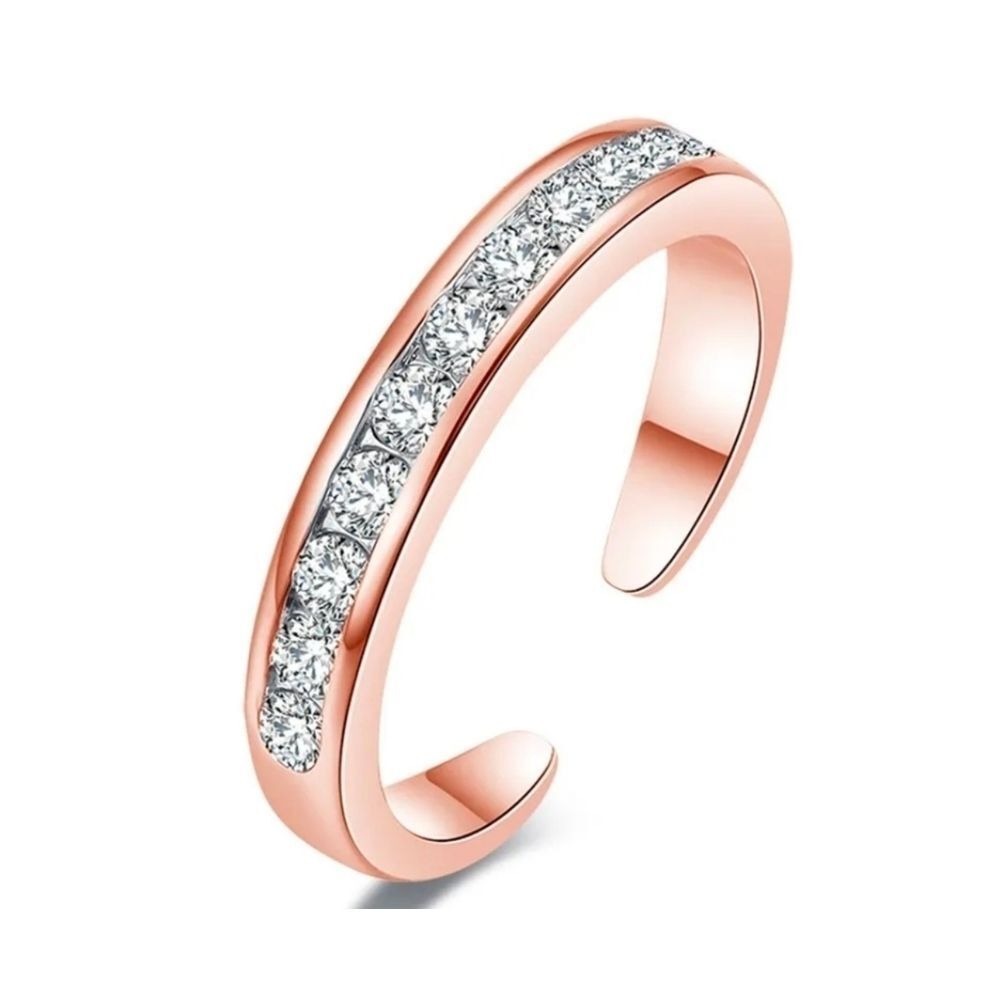 NEW‎ Rose Gold Filled Adjustable Pinky Toe Midi Ring, Simulated Diamonds